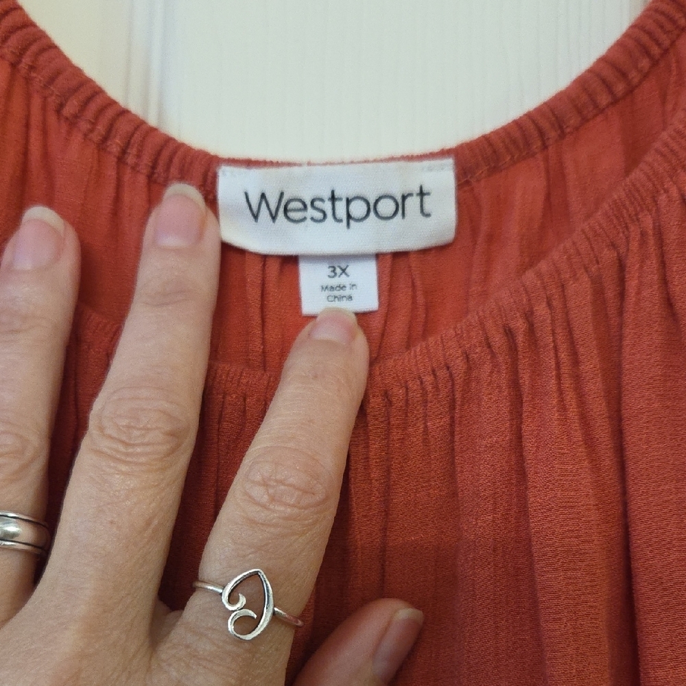 Westport Red Crochet Trim Blouse - Picture 2 of 4